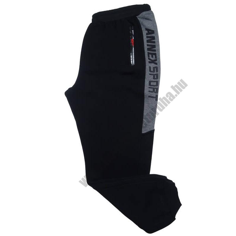 2XL,3XL,4XL,5XL,6XL-A.Fekete-szürke férfi nagyméretű passzés melegítőnadrág.Prémium minőségű, vastag 100% pamutból. Rendeljen online kényelemesen pár kattintással, gyors 1-2 munkanapos szállítással.