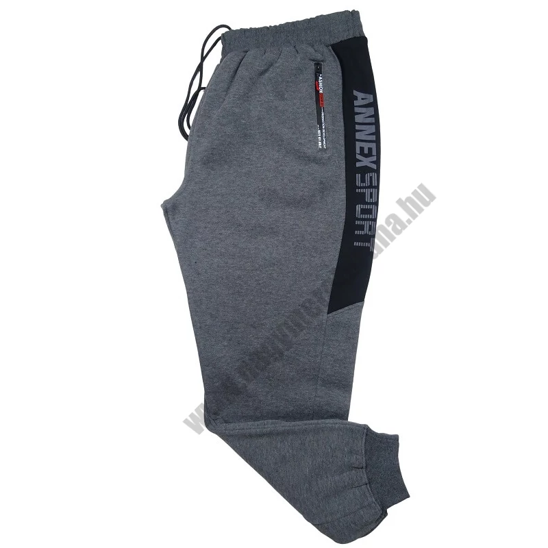2XL,3XL,4XL,5XL,6XL-A.Szürke-fekete férfi nagyméretű passzés melegítőnadrág.Prémium minőségű, vastag 100% pamutból. Rendeljen online kényelemesen pár kattintással, gyors 1-2 munkanapos szállítással.