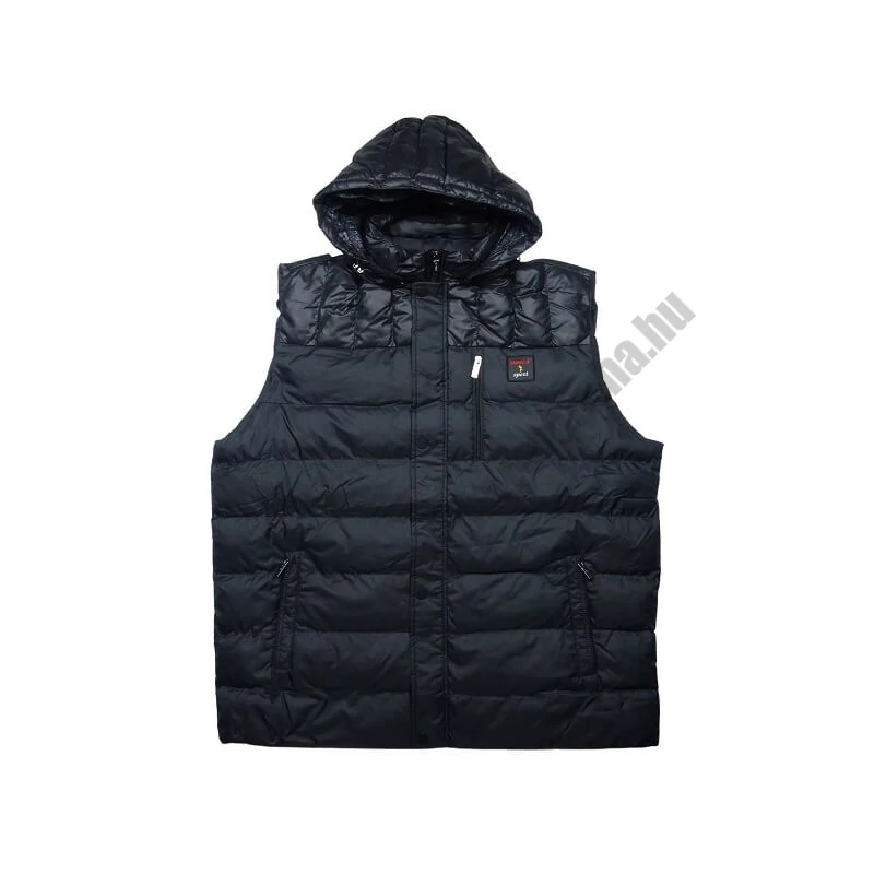 Nagy 3XL-6XL méretű férfi fekete színű levehető kapucnis pufi mellény prémium minőségű vízlepergetős anyagból.Rendeljen online kényelemesen vagy jöjjön el hozzánk személyesen üzletünkbe!
