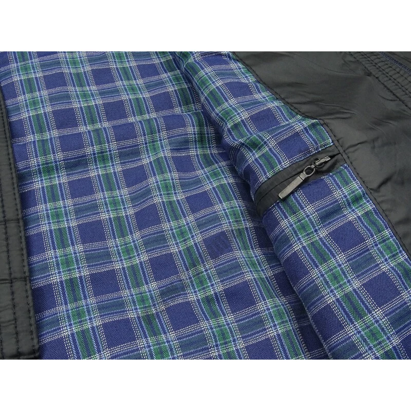 4XL Sötétkék férfi nagyméretű mellény kék kockás pamutbélés belső zsebbel