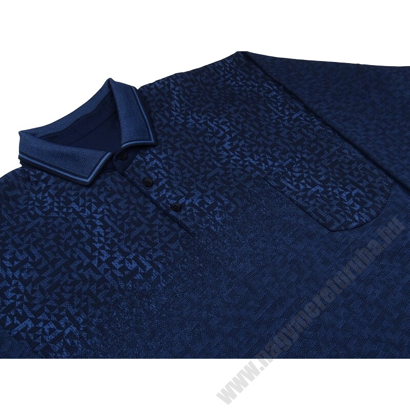Prémium minőségű férfi nagyméretű zsebes galléros pulóver anyagában mintás kék színben. 3XL-6XL méretekben kapható.Kényelmes rendelés,gyors szállítás!3