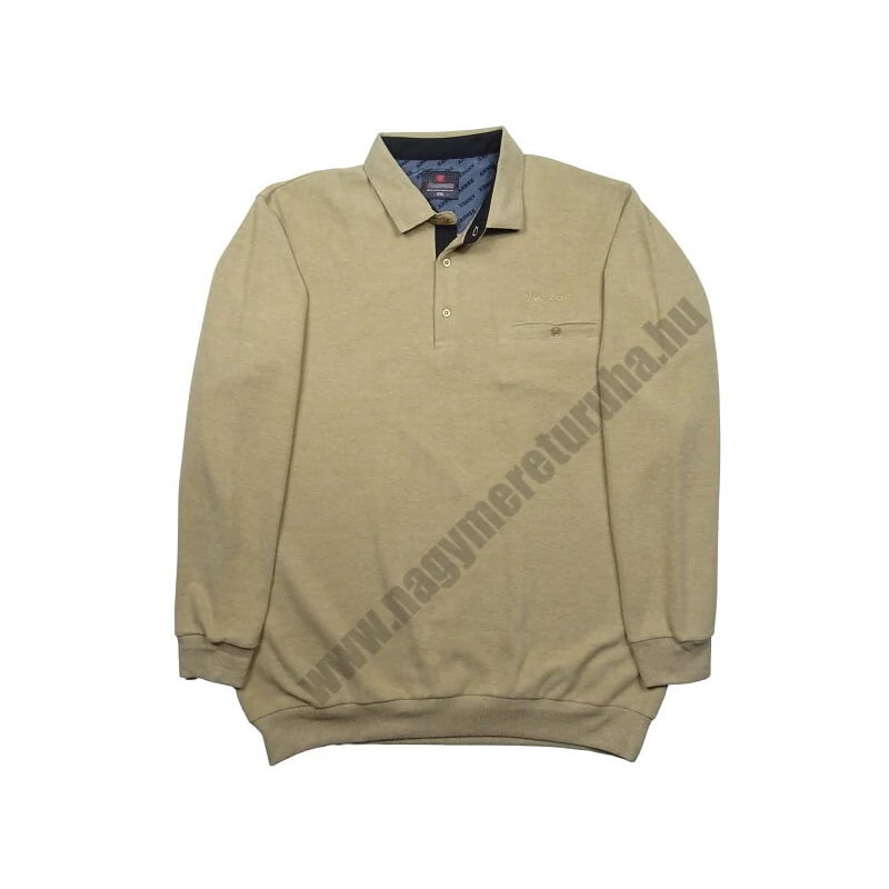 2XL-6XL nagyméretű sportos elegáns A.Bézs zsebes férfi galléros pulóver.Prémium minőségű rugalmas pamut anyagból.Rendeljen kényelemesen online vagy próbálja fel személyesen üzletünkben!1