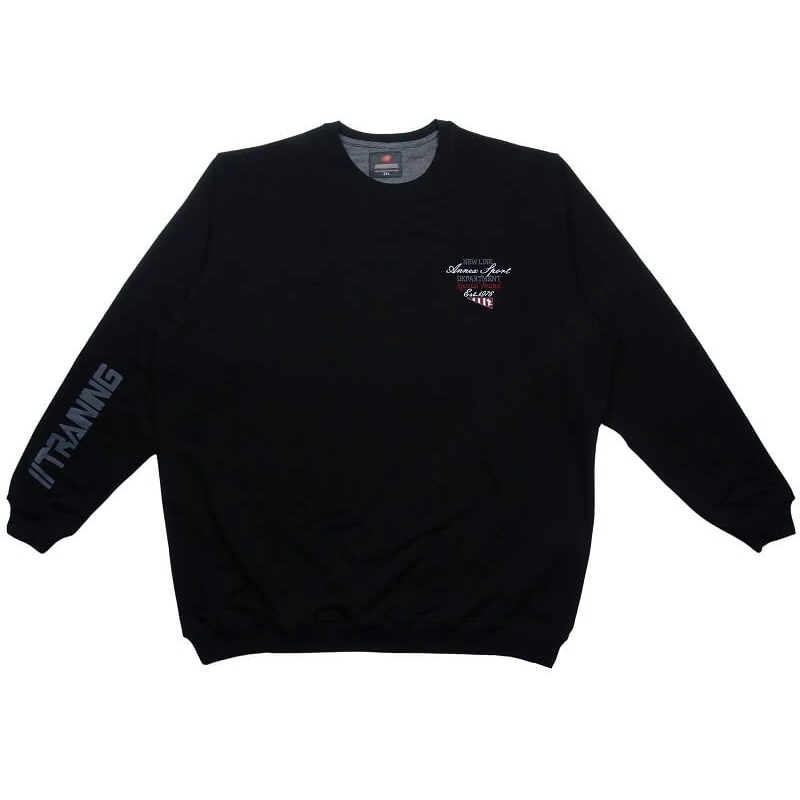 Sportos A.Fekete férfi nagyméretű sportos pulóver hétköznapokra 2XL-6XL méretekben.Rendeljen kényelemesen online vagy jöjjön el hozzánk üzletünkbe!1