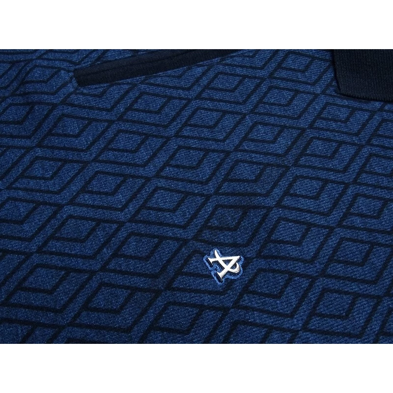 Férfi 2XL-6XL méretű sportos elegáns A.Sötétkék Dimension félcipzáras galléros pulóver.Prémium minőségű