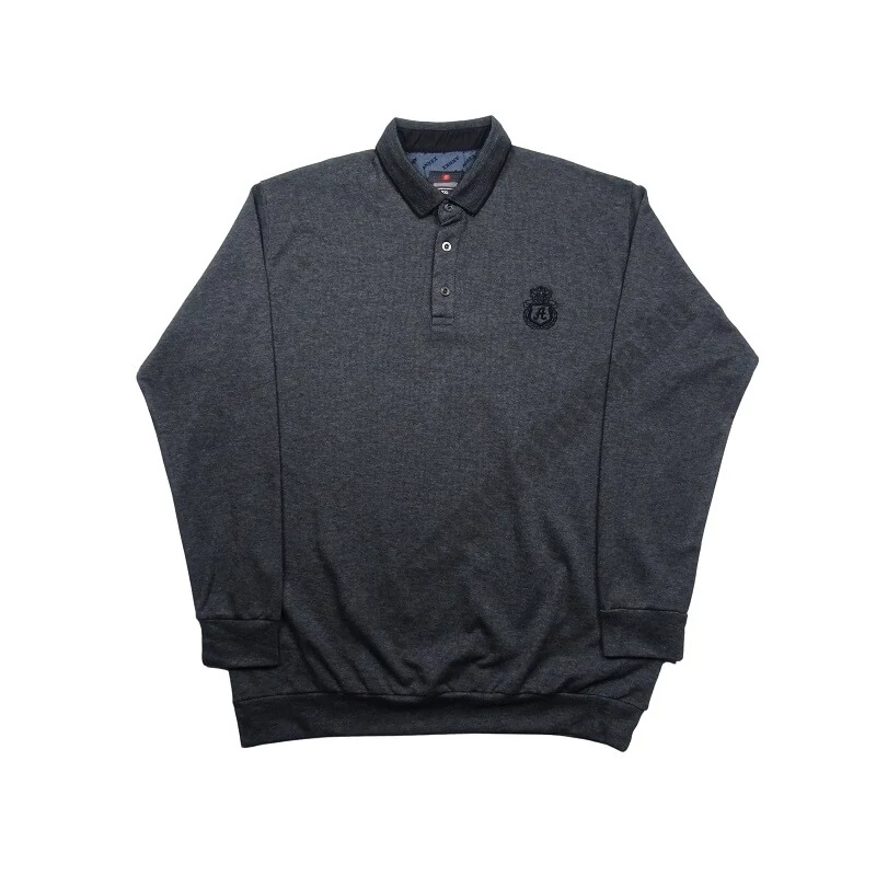 2XL-6XL nagyméretű sportos elegáns A.Szürke Royal férfi galléros pulóver.Prémium minőségű 100% pamutból.Rendeljen kényelemesen online vagy próbálja fel személyesen üzletünkben!1