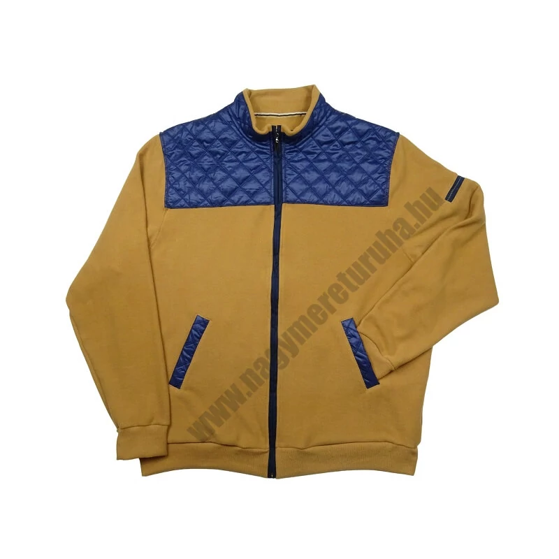 3XL,4XL,5XL,6XL,7XL méretű-T.Bézs Elegant férfi nagyméretű cipzáras pulóver steppelt vállbetéttel.Prémium minőségű 100% pamutból.Rendeljen kényelemesen online vagy jöjjön el hozzánk üzletünkbe!1