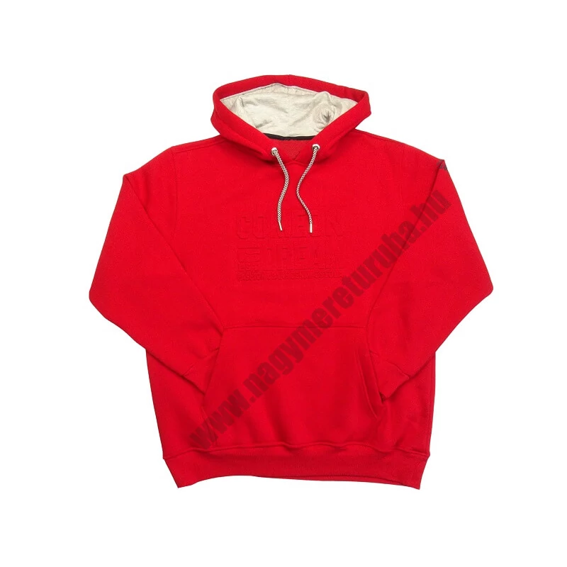 Extra nagy 3XL-8XL méretű férfi kenguruzsebes pulóver, piros színben, 3D feliratokkal.Prémium minőségű 100% pamutból. Rendeljen online, vagy jöjjön el hozzánk személyesen!