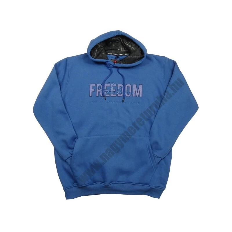 Nagy 2XL, 3XL, 4XL, 5XL, 6XL méretű férfi kenguruzsebes pulóver, égkék színben, divatos feliratokkal.Prémium minőségű 100% pamutból. Rendeljen online, vagy jöjjön el hozzánk személyesen!