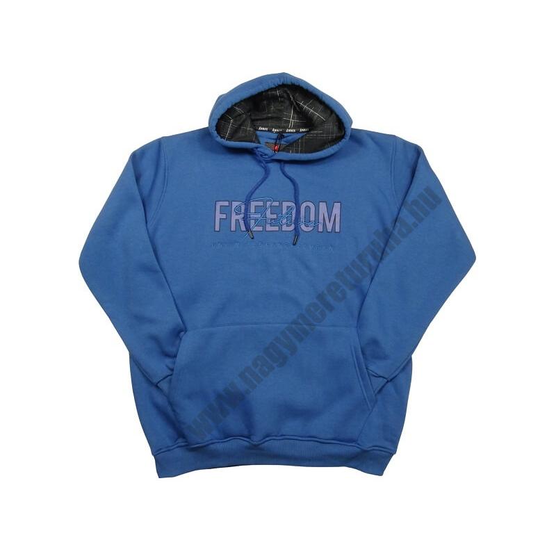 Nagy 2XL, 3XL, 4XL, 5XL, 6XL méretű férfi kenguruzsebes pulóver, égkék színben, divatos feliratokkal.Prémium minőségű 100% pamutból. Rendeljen online, vagy jöjjön el hozzánk személyesen!