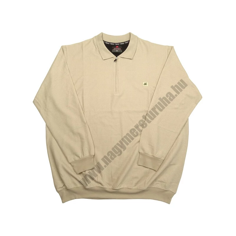 Sportosan elegáns férfi 2XL,3XL,4XL,5XL,6XL- nagyméretű A.Simply bézs galléros pulóver.Prémium minőségű rugalmas pamutból.Rendeljen kényelemesen online vagy próbálja fel személyesen üzletünkben!1