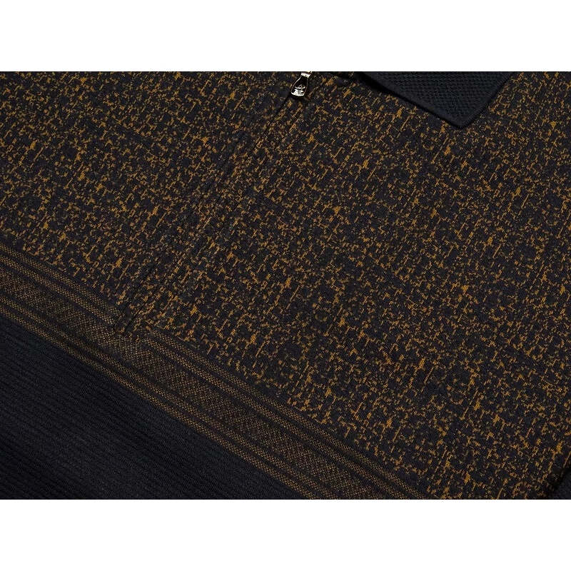 Galléros pulóver Spicy 5XL sötétkék barna nagyméretű