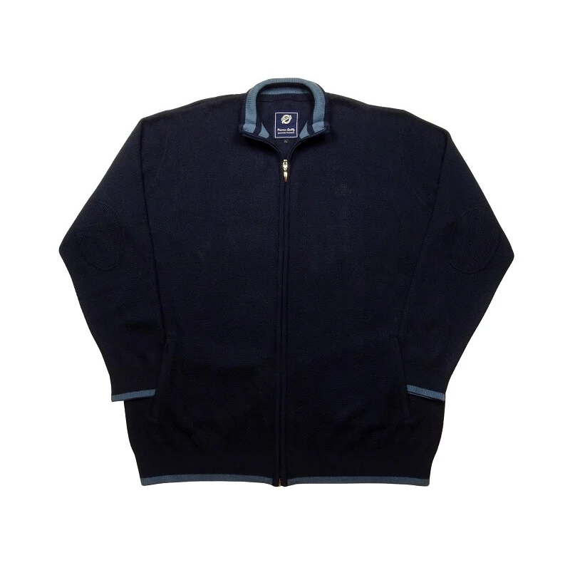 Elegáns XL-7XL nagyméretű-Lux sötétkék férfi kötött kardigán rendkívül puha és rugalmas anyagból.Rendeljen kényelemesen online vagy jöjjön el hozzánk üzletünkbe!1