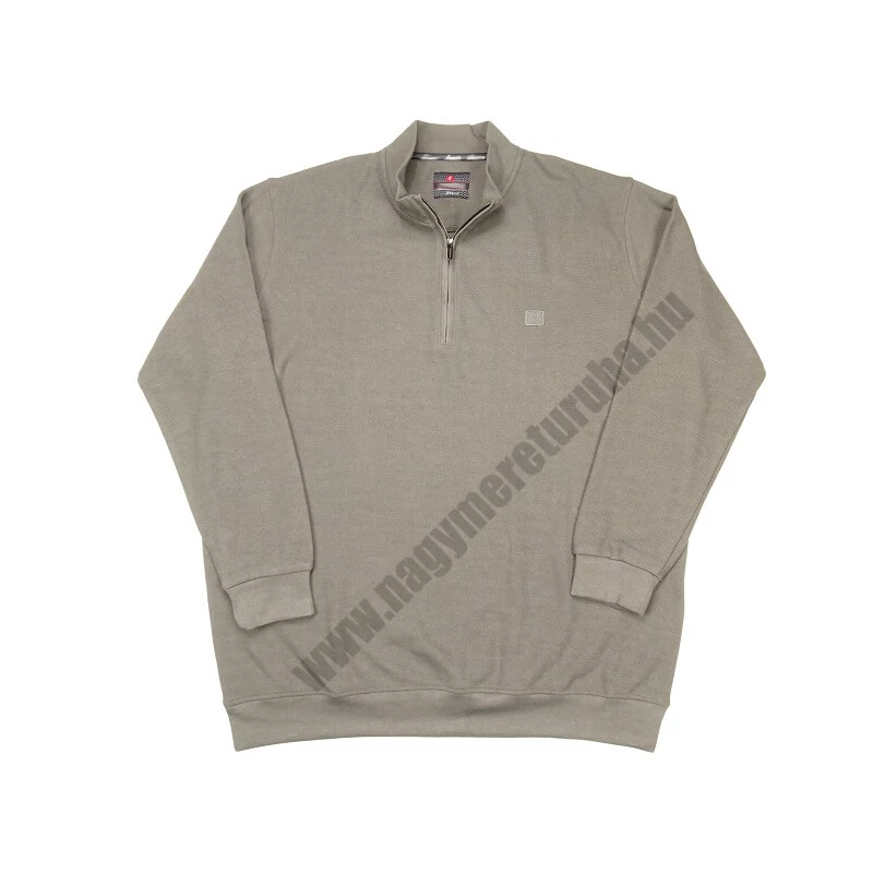 2XL Jump világosszürke félcipzáras nagyméretű férfi pulóver – kényelmes pamutkeverék felső sportos eleganciával