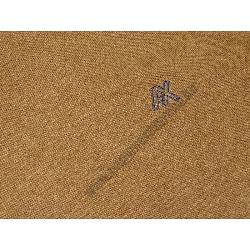 2XL világosbarna Soft Touch férfi pulóver anyagmintája – puha, rugalmas 100% pamut textúra