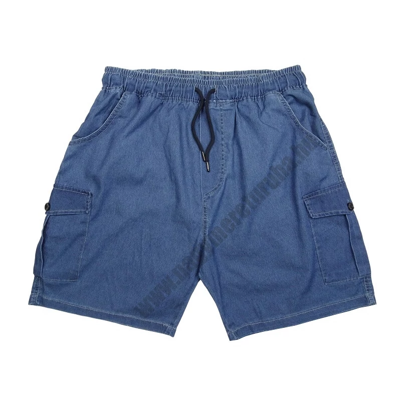 3XL,4XL,5XL,6XL,7XL,8XL nagyméretű PP.Kék oldalzsebes farmer rövidnadrág sportos férfiaknak.Prémium minőségű rugalmas pamutból.Rendeljen online,gyors szállítással!1