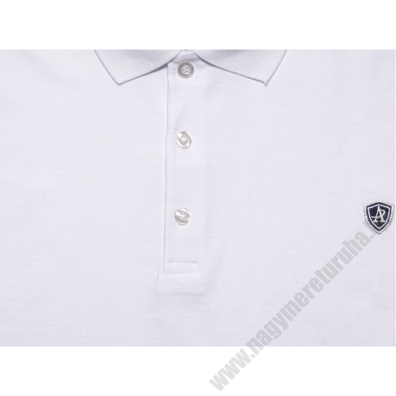 2XL-prémium minőségű Fehér piké rövid ujjú nagyméretű galléros póló férfiaknak, akár személyes átvétellel is vagy vásárolja meg online, pontos mérettáblázatunk segítségével!2