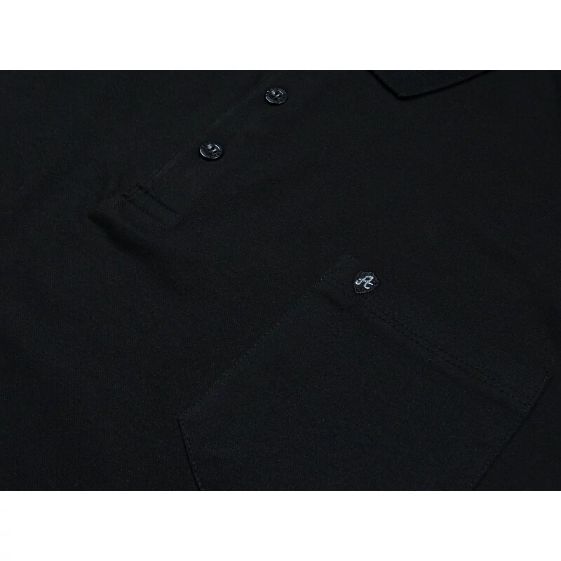 2XL-6XL méretű prémium minőségű A.Fekete zsebes rövid ujjú nagyméretű galléros passzés póló férfiaknak