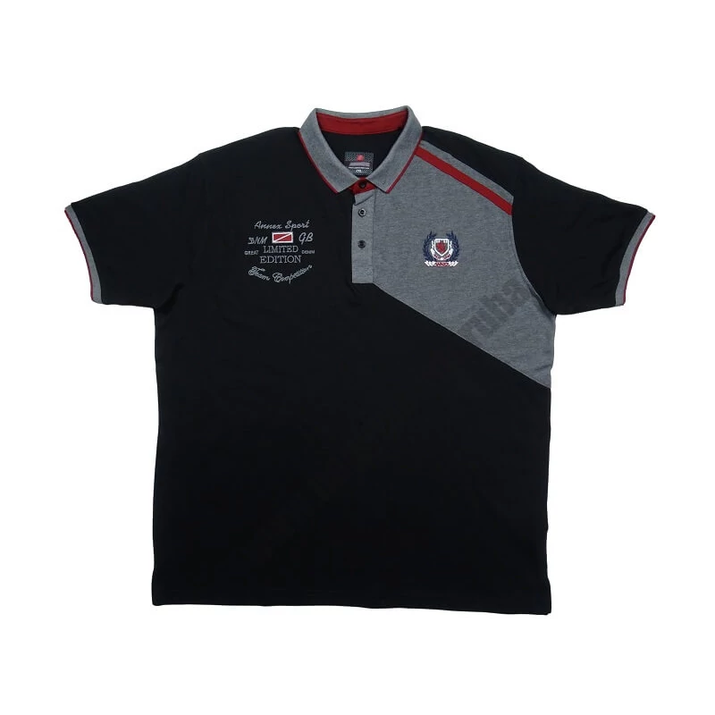 2XL-6XL méretű prémium minőségű A.Limited fekete-szürke rövid ujjú nagyméretű galléros póló férfiaknak, akár személyes átvétellel is. Vásárolja meg online, pontos mérettáblázatunk segítségével!1