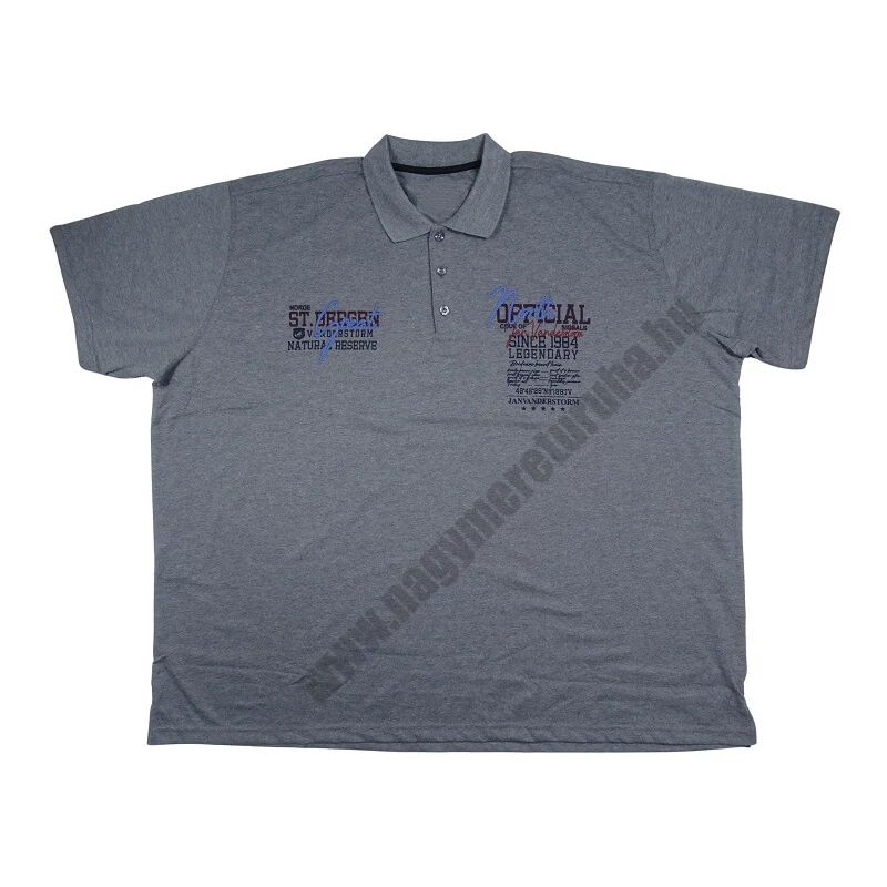 Extra nagy 7XL-10XL méretű prémium minőségű A.North szürke rövid ujjú galléros póló testes férfiaknak, akár személyes átvétellel is. Vásárolja meg online, pontos mérettáblázatunk segítségével!1