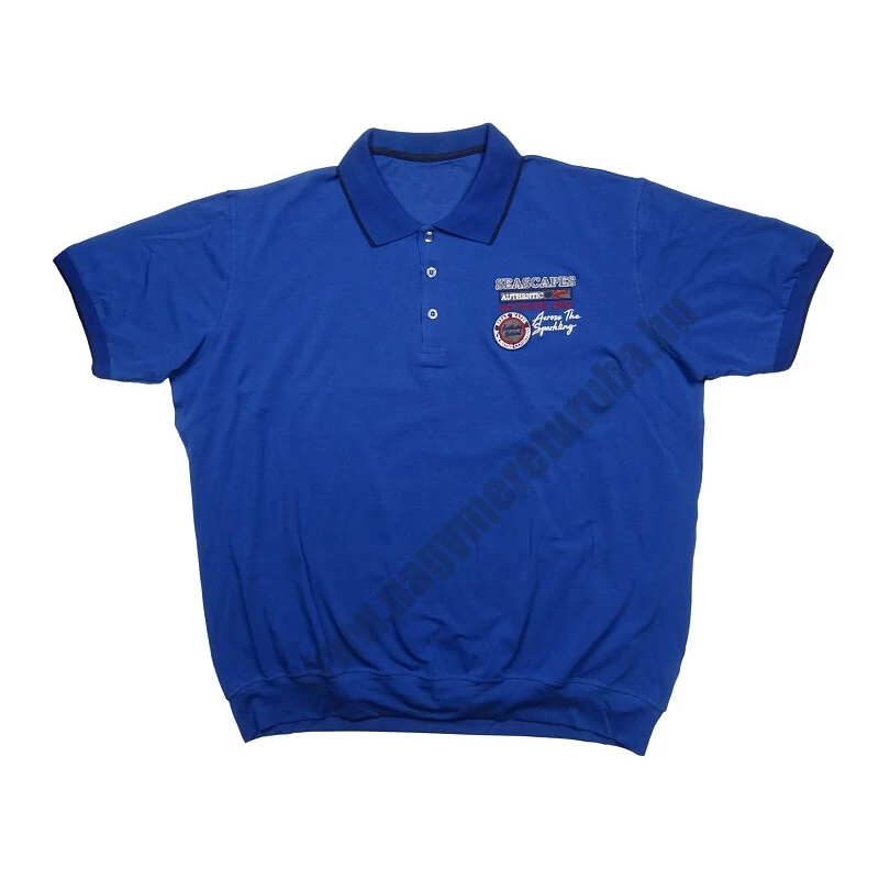 2XL-6XL méretű prémium minőségű A.Seascapes királykék rövid ujjú nagyméretű galléros passzés póló férfiaknak, akár személyes átvétellel is. Vásárolja meg online, pontos mérettáblázatunk segítségével!1