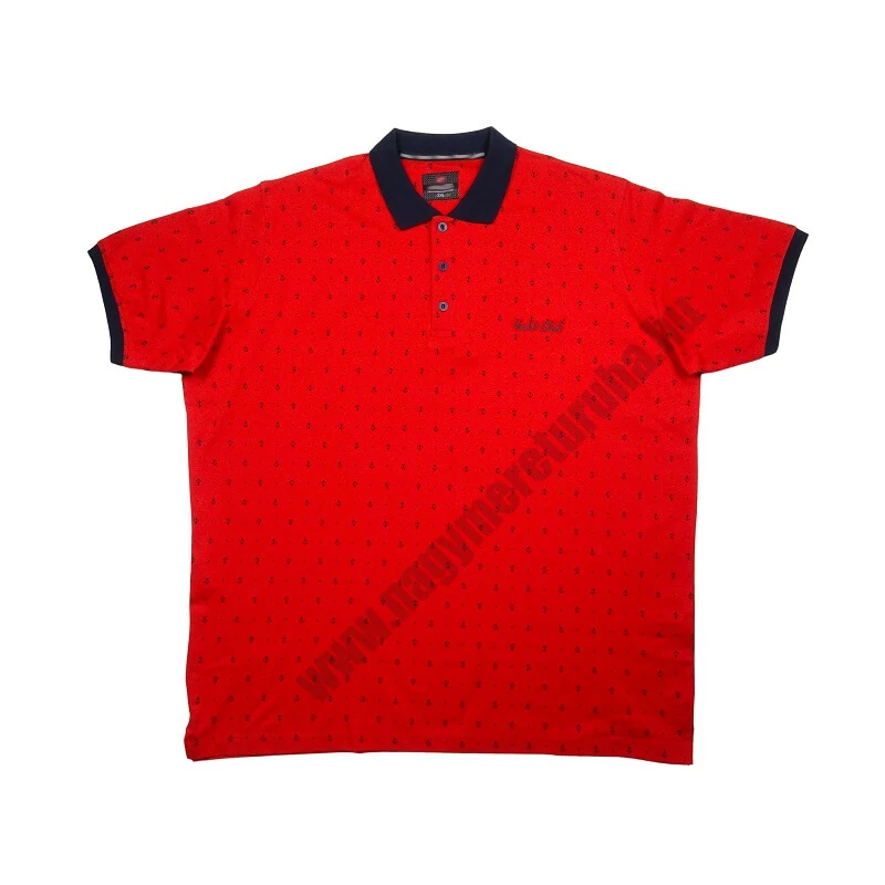 2XL-6XL méretű prémium minőségű A.Anchore piros rövid ujjú nagyméretű galléros póló férfiaknak, akár személyes átvétellel vagy vásárolja meg online, pontos mérettáblázatunk segítségével!1