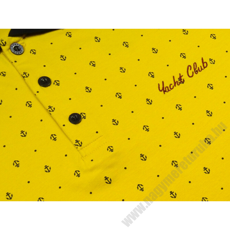 2XL méretű prémium minőségű A.Anchore sárga rövid ujjú nagyméretű galléros póló férfiaknak, akár személyes átvétellel vagy vásárolja meg online, pontos mérettáblázatunk segítségével!2