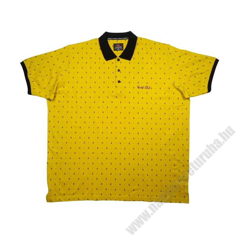 2XL méretű prémium minőségű A.Anchore sárga rövid ujjú nagyméretű galléros póló férfiaknak, akár személyes átvétellel vagy vásárolja meg online, pontos mérettáblázatunk segítségével!1