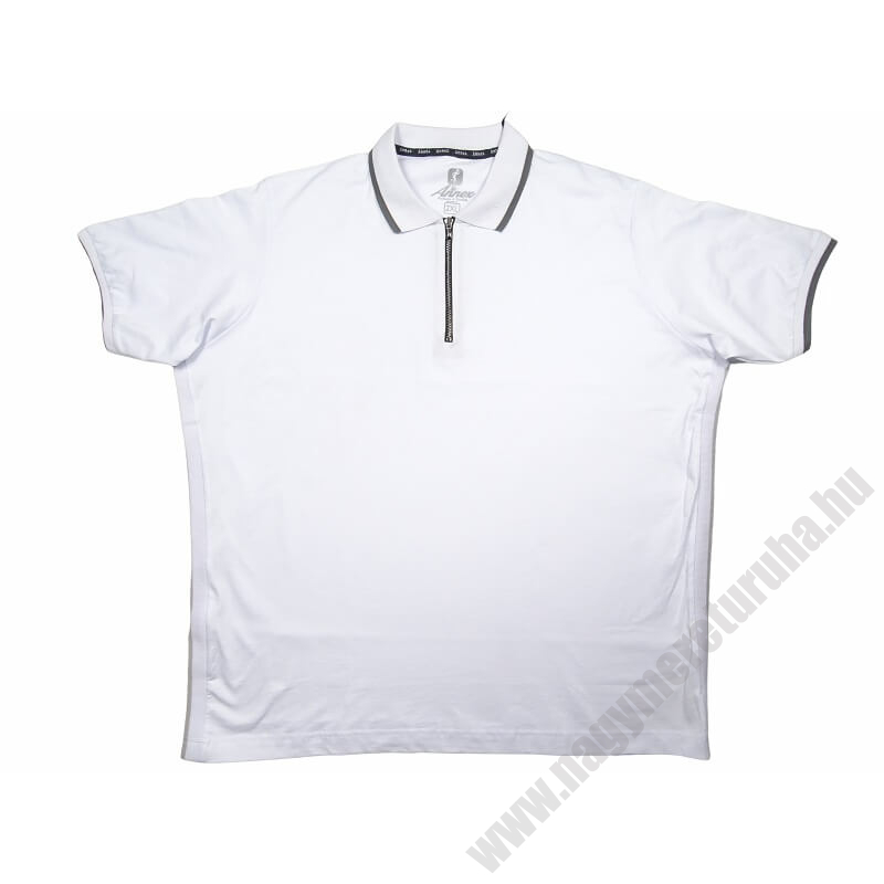 3XL-fehér színű, félcipzáras férfi rövid ujjú nagyméretű galléros póló kiváló minőségű rugalmas piké pamutból. Próbálja fel személyesen vagy vásárolja meg online, pontos mérettáblázatunk segítségével!1