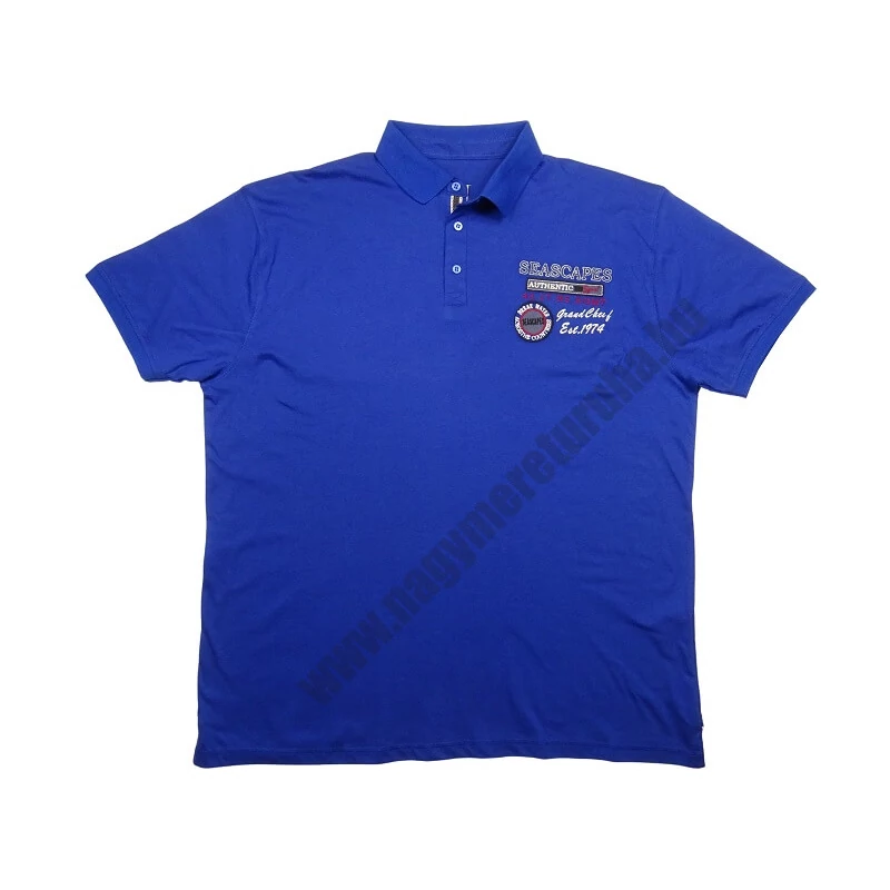 3XL-6XL méretű prémium minőségű GC.Break királykék rövid ujjú nagyméretű galléros póló férfiaknak, akár személyes átvétellel is. Vásárolja meg online, pontos mérettáblázatunk segítségével!1