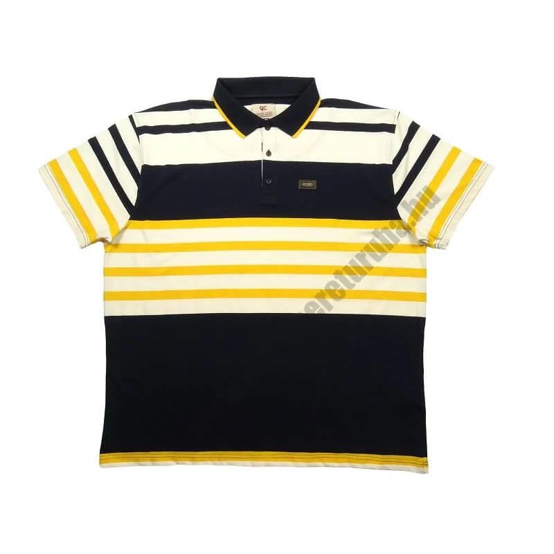 Extra nagyméretű férfi galléros póló, sötétkék-sárga csíkos. 3XL,4XL,5XL,6XL,7XL,8XL,9XL méretekben rendelhető. Rendeljen online vagy jöjjön el hozzánk személyesen!1