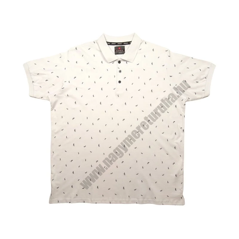 2XL-6XL méretű prémium minőségű A.Fern fehér színű, sötétkék levél mintás rövid ujjú nagyméretű galléros póló férfiaknak, akár személyes átvétellel vagy vásárolja meg online, pontos mérettáblázatunk segítségével!1