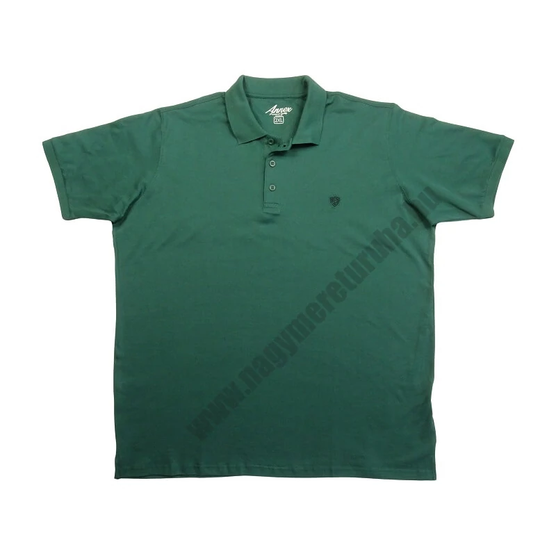 2XL-6XL méretű prémium minőségű sötétzöld színű piké rövid ujjú nagyméretű galléros póló férfiaknak, akár személyes átvétellel is vagy vásárolja meg online, pontos mérettáblázatunk segítségével!1
