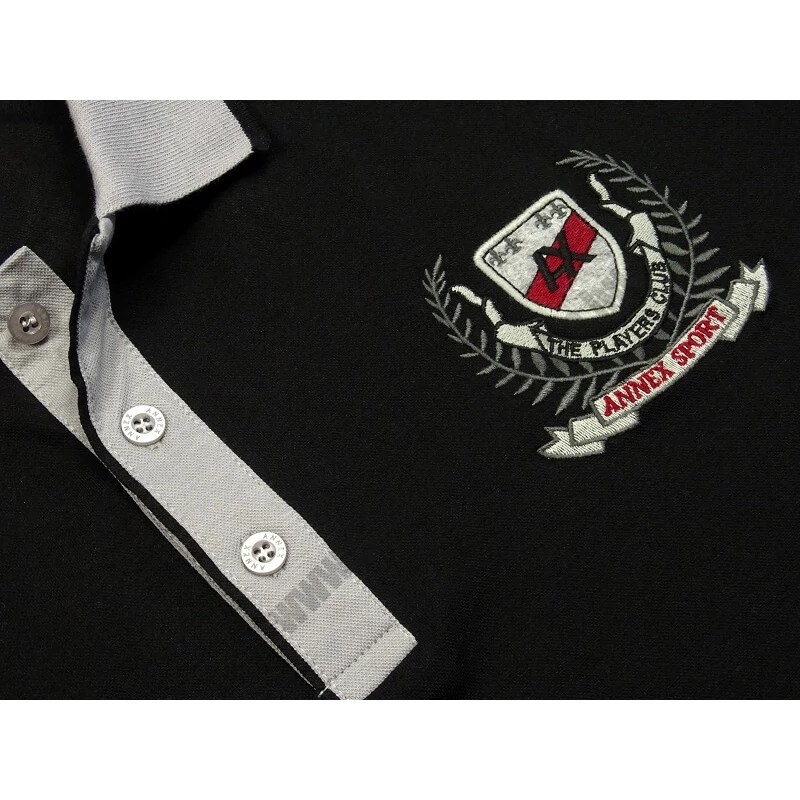 Férfi galléros póló Soccer 2XL fekete (nagyméretű)