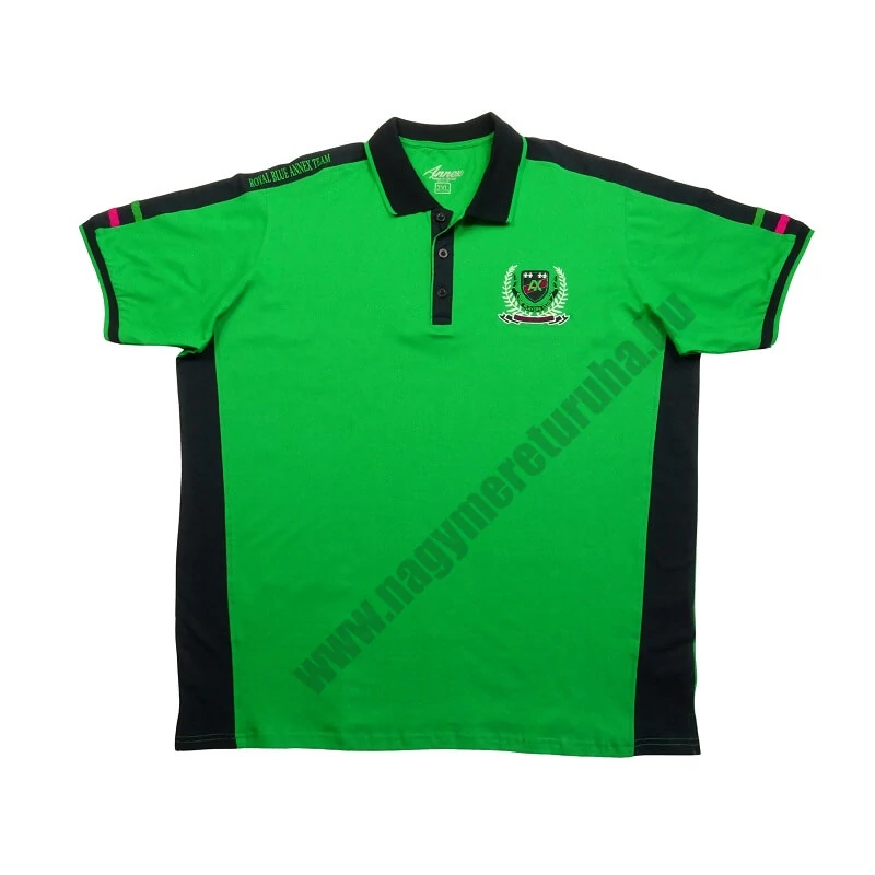 Divatos 2XL-6XL nagyméretű  A.Soccer zöld alapszínű, sötétkék galléros rövid ujjú nagyméretű galléros piké póló férfiaknak, akár személyes átvétellel vagy vásárolja meg online, pontos mérettáblázatunk segítségével!1
