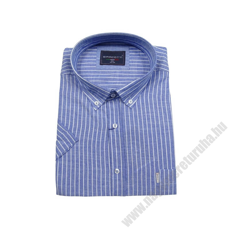 Kiváló minőségű, nagy 3XL-6XL méretű nyári B.Kék csíkos, zsebes férfi rövid ujjú lenvászon ing.Rendeljen online kényelmesen vagy jöjjön el személyesen üzletünkbe!