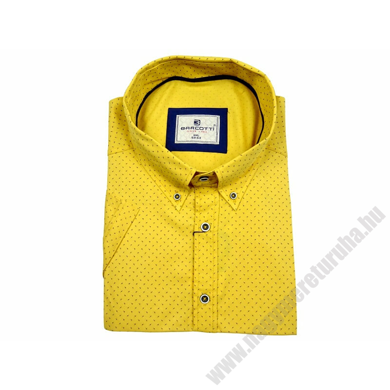 6XL-9XL- B.Sárga mintás férfi EXTRA nagyméretű rövid ujjú ing kiváló minőségű rugalmas pamut anyagból.Rendeljen online kényelmesen vagy jöjjön el személyesen üzletünkbe!