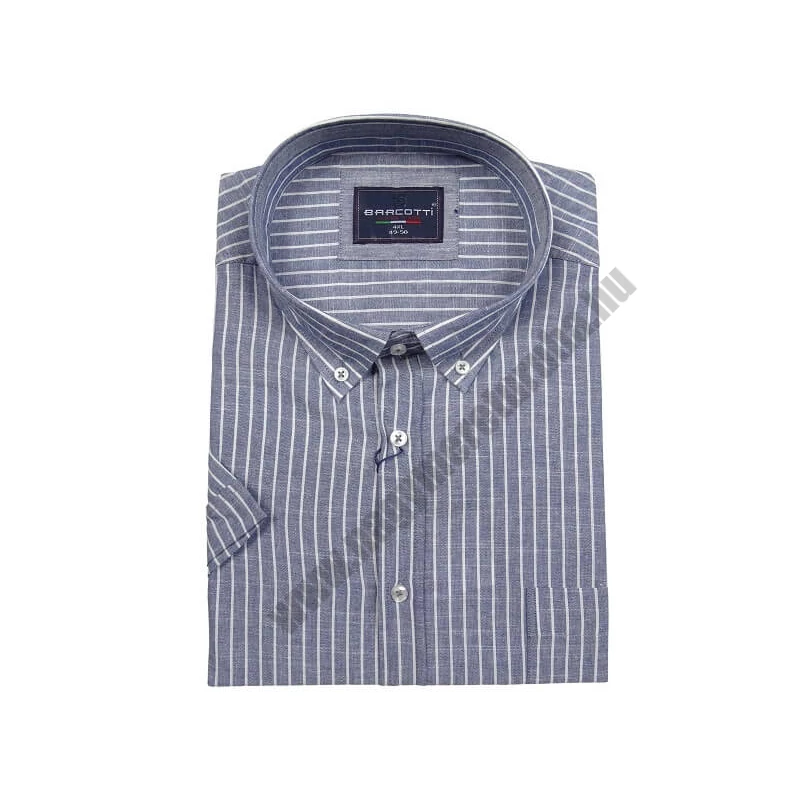 Kiváló minőségű, nagy 3XL-6XL méretű nyári B.Szürke csíkos, zsebes férfi rövid ujjú lenvászon ing.Rendeljen online kényelmesen vagy jöjjön el személyesen üzletünkbe!