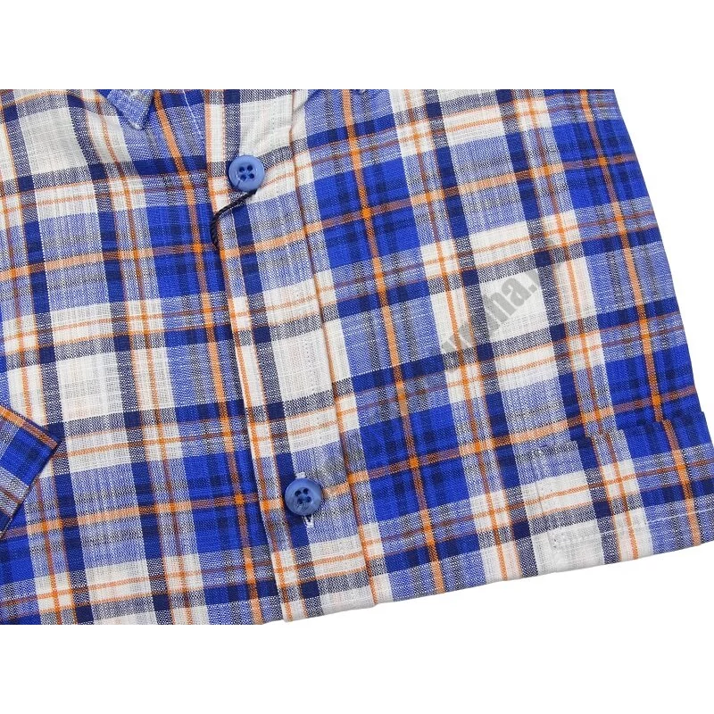 Extra nagy 6XL-9XL méretű B.Kék kockás, zsebes férfi rövid ujjú lenvászon ing prémium minőségű anyagból.Rendeljen online kényelmesen vagy jöjjön el személyesen üzletünkbe!3