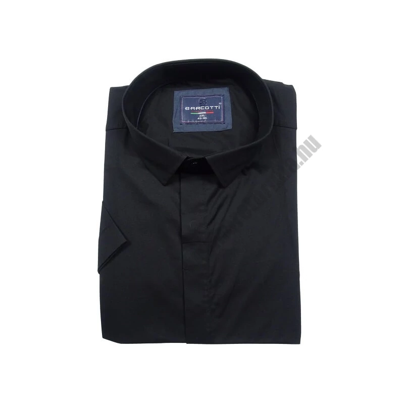 Nagy 2XL-6XL méretű B.Fekete,sima rejtett gombos férfi rövid ujjú ing prémium minőségű rugalmas pamut anyagból.Rendeljen online kényelmesen vagy jöjjön el személyesen üzletünkbe!