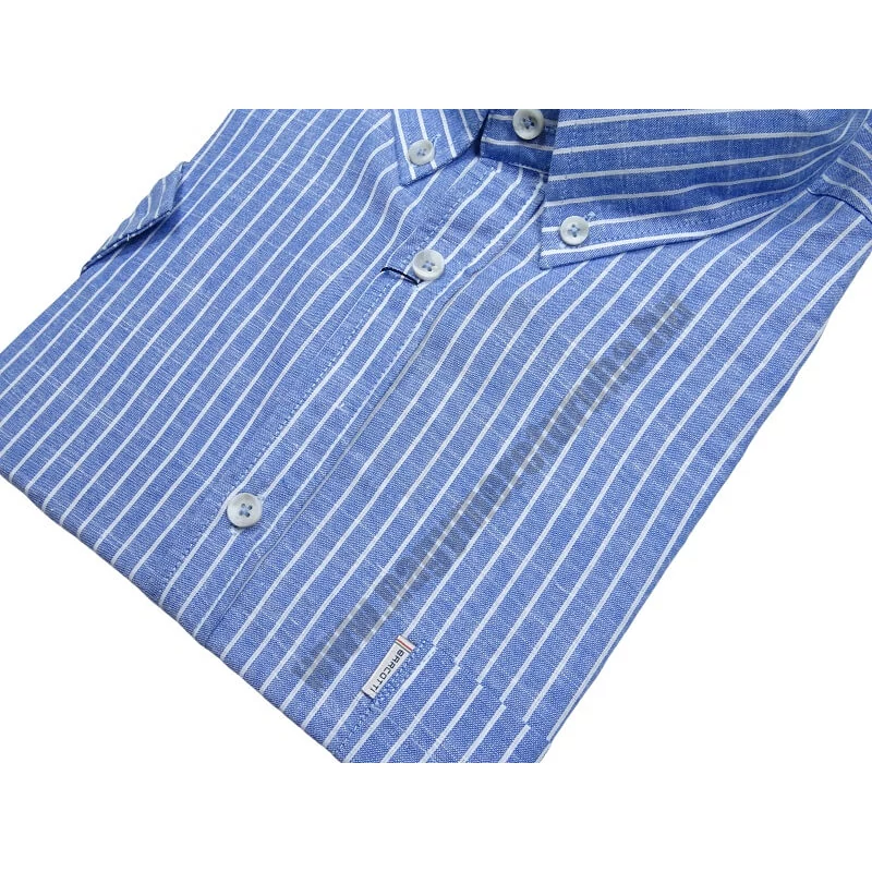 Kiváló minőségű, EXTRA nagy 6XL-9XL méretű nyári B.Kék csíkos, zsebes férfi rövid ujjú lenvászon ing.Rendeljen online kényelmesen vagy jöjjön el személyesen üzletünkbe!3