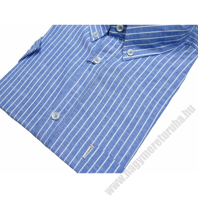 Kiváló minőségű, EXTRA nagy 6XL-9XL méretű nyári B.Kék csíkos, zsebes férfi rövid ujjú lenvászon ing.Rendeljen online kényelmesen vagy jöjjön el személyesen üzletünkbe!3