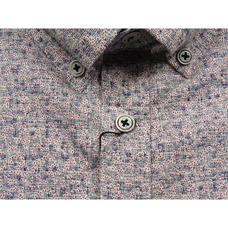 Extra nagyméretű sportos elegáns B.Sötétkék piros pöttyös férfi rövid ujjú ing kiváló minőségű rugalmas pamut anyagból 6XL-9XL méretekben.Rendeljen online kényelmesen vagy jöjjön el személyesen üzletünkbe!2