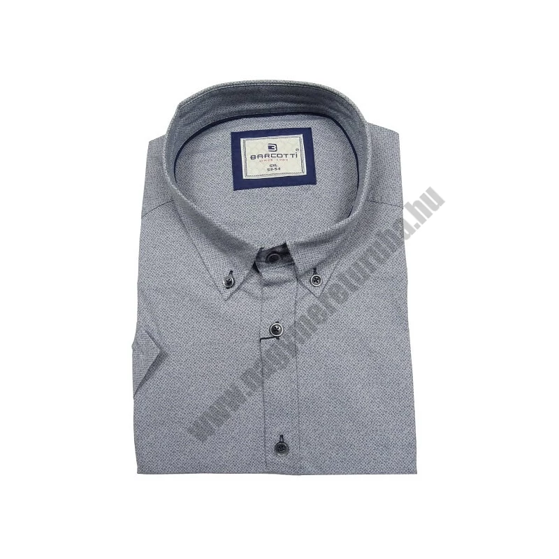 Extra nagyméretű sportos elegáns B.Szürke Rácsos férfi rövid ujjú ing kiváló minőségű rugalmas pamut anyagból 6XL-9XL méretekben.Rendeljen online kényelmesen vagy jöjjön el személyesen üzletünkbe!