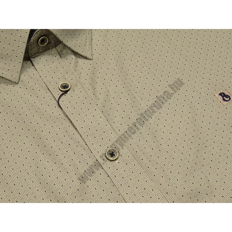 Nagy 2XL-6XL méretű férfi rövid ujjú ing bézs színben, apró mintával. Prémium minőségű rugalmas pamut anyagból.Rendeljen online kényelmesen vagy jöjjön el személyesen üzletünkbe!