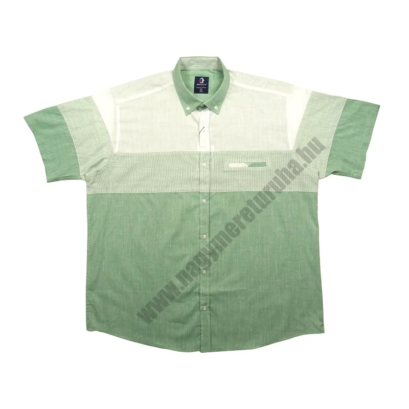 Divatos nagy 2XL,3XL,4XL,5XL,6XL méretű férfi rövid ujjú lenvászon ing zöld-fehér színben. Prémium minőségű pamut anyagból.Rendeljen online kényelmesen vagy jöjjön el személyesen üzletünkbe!