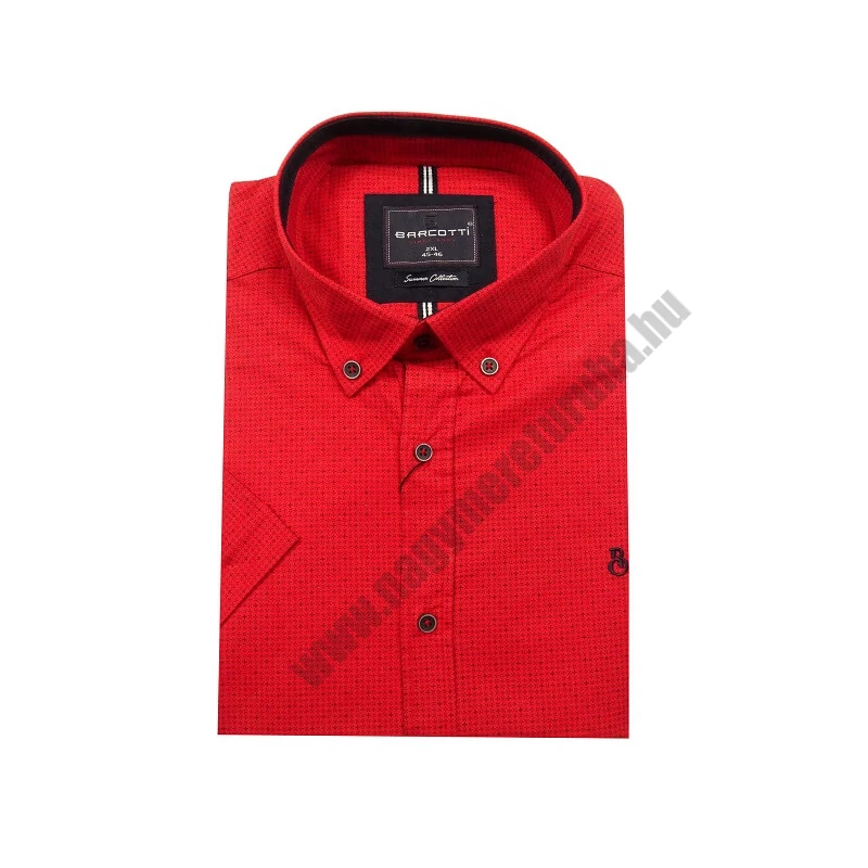 Nagy 2XL,3XL,4XL,5XL,6XL méretű férfi rövid ujjú ing-B.Star piros, csillag mintás. Prémium minőségű rugalmas pamut anyagból.Rendeljen online kényelmesen vagy jöjjön el személyesen üzletünkbe!