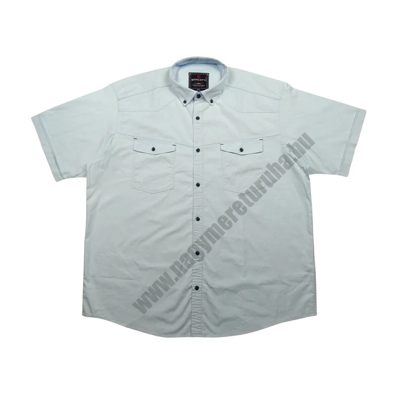 2XL,3XL,4XL,5XL,6XL-nagyméretű férfi rövid ujjú ing világoskék színben, dupla mellkas zsebbel. Prémium minőségű 100% pamutból.Rendeljen online kényelmesen vagy jöjjön el személyesen üzletünkbe!