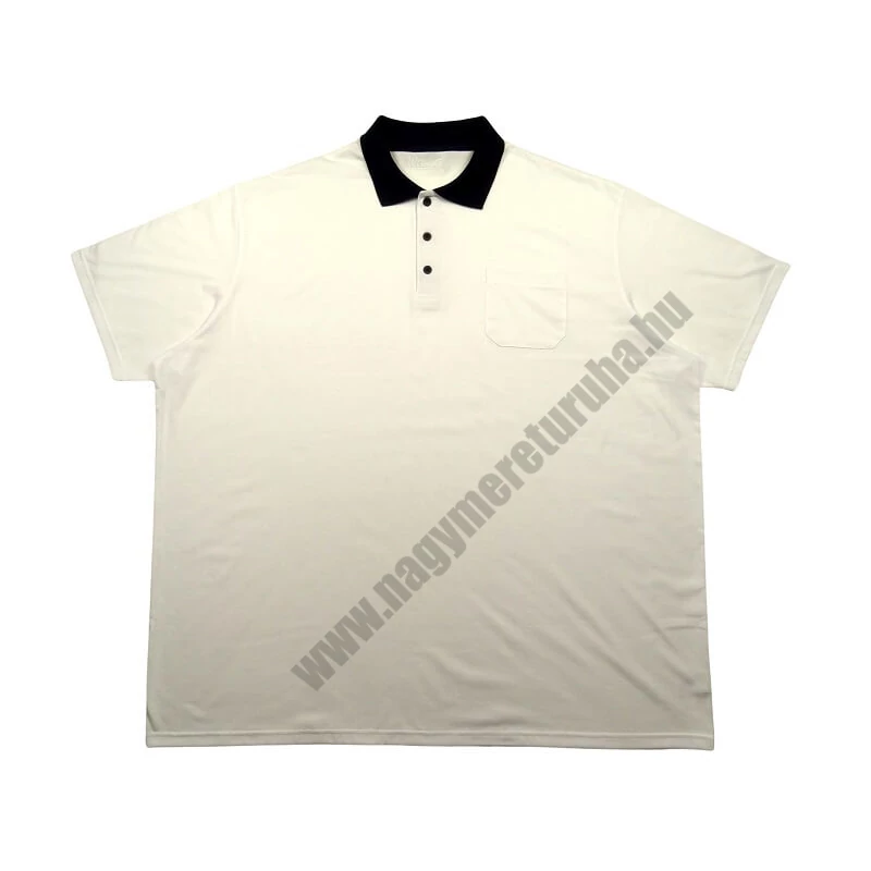 Galléros póló Contrast 6XL fehér extra nagyméretű
