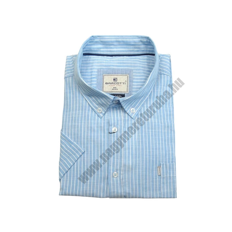 6XL,7XL,8XL,9XL- B.Vízkék csíkos EXTRA nagyméretű férfi rövid ujjú lenvászon ing zsebbel.Prémium minőségű anyagból.Rendeljen online kényelmesen vagy jöjjön el személyesen üzletünkbe!