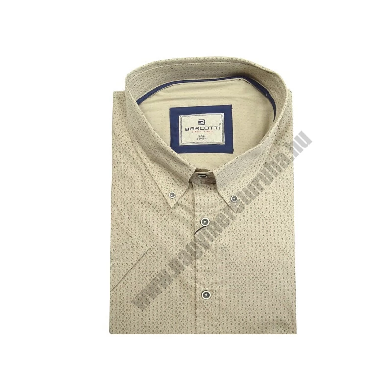 6XL-9XL- B.Bézs Retro EXTRA nagyméretű férfi rövid ujjú ing prémium minőségű rugalmas pamut anyagból.Rendeljen online kényelmesen vagy jöjjön el személyesen üzletünkbe!